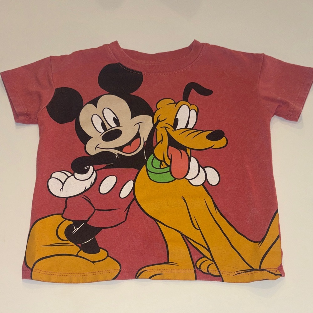 Disney Kids Red Tee with Mickey and Pluto